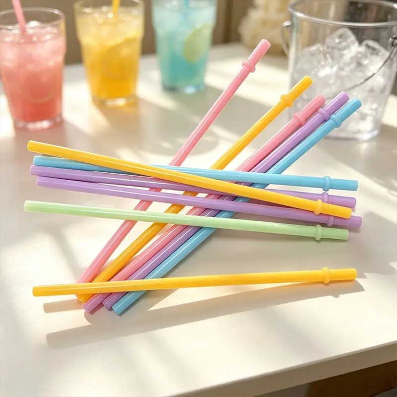 13pcs Macaron Solid Color Straw Set, 12 Straws + 1 Cleaning Brush, Silicone Collar, PP Material, Bohemian Style, Party, Wedding Decor