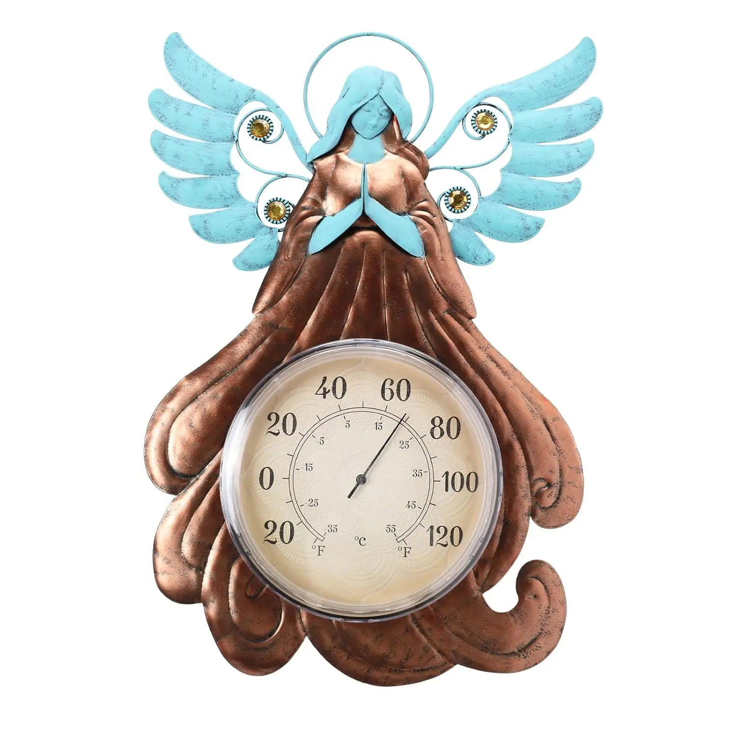 Angel Outdoor Thermometer with Solar Lights for Yard and Garden | No  Needed, , Indoor and Outdoor, Easy to Read, Gifts Idea