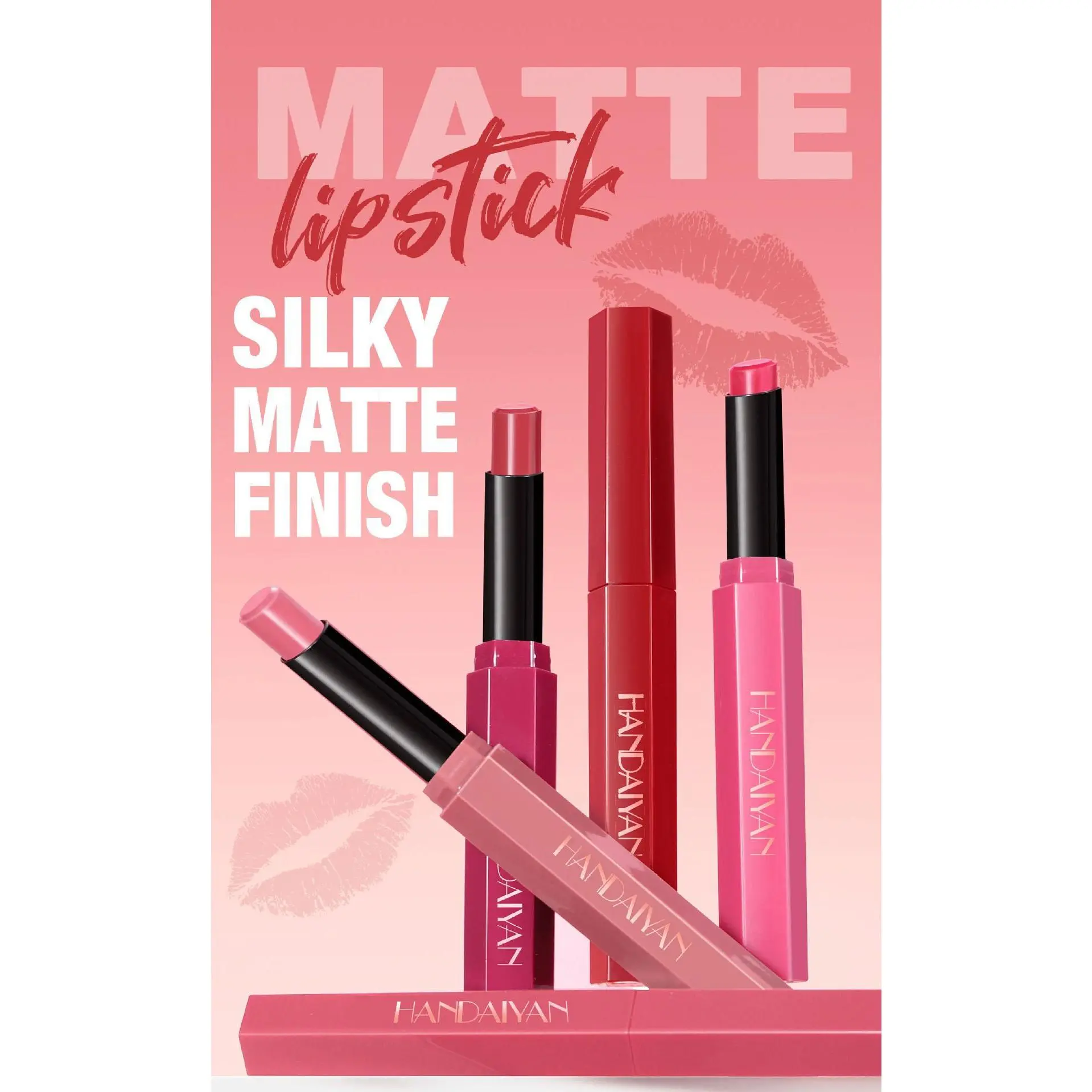 Matte lipstick, simple lipstick, 6-color lip makeup, matte finish