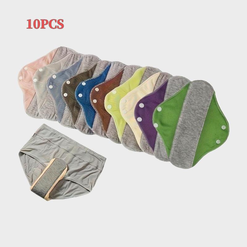 Reusable Leak-Proof Incontinence Pads Set (4/6/10 Pack), Washable Graphene-Blend Fabric Liners, Soft Absorbent Protection Pads for Women & Seniors, Eco-Friendly Daily Care for Home, Travel & Overnight Use