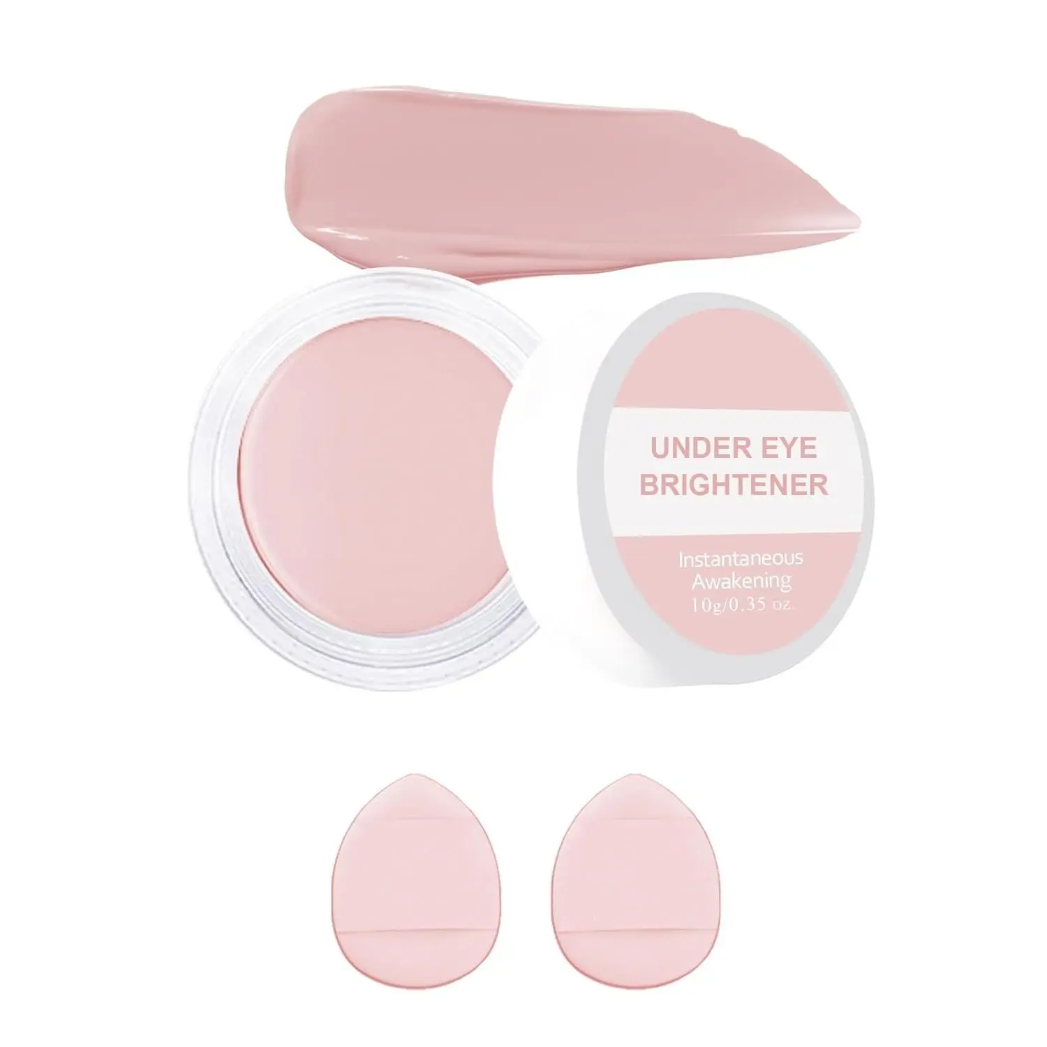 Under Eye Brightener Concealer Waterproof Full Coverage Color Corrector Concealer for Dark Circles Hydrating Nourishing Long-Lasting Brightening Cream Concealer with 2Pcs Puff 04# Pink