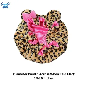 Luxury Teddy Hair Bonnet Hood for Women, Leopard Print Pink Sleep Hair Wrap, Soft Plush Hair Protection Cap for Hair Care, Styling & Overnight Wear, Gift for Her #SummerWins