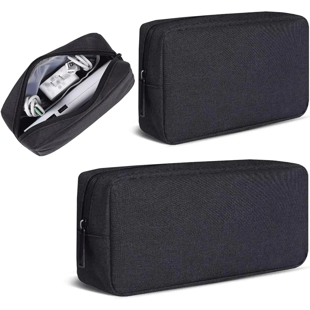Electronics Accessories Case,  Organizer Travel  Accessories Bag, Portable  Storage Bag for Hard Drive,Power ,Chargers,,Various Accessories(Small+Big-Black)
