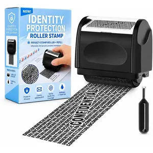 Identity Theft Protection Roller Stamp, 1 Refill Ink - Confidential Roller Stamp Identity Protection & Security Stamps- Blocking Out Privacy Information and Guard Your Address and ID