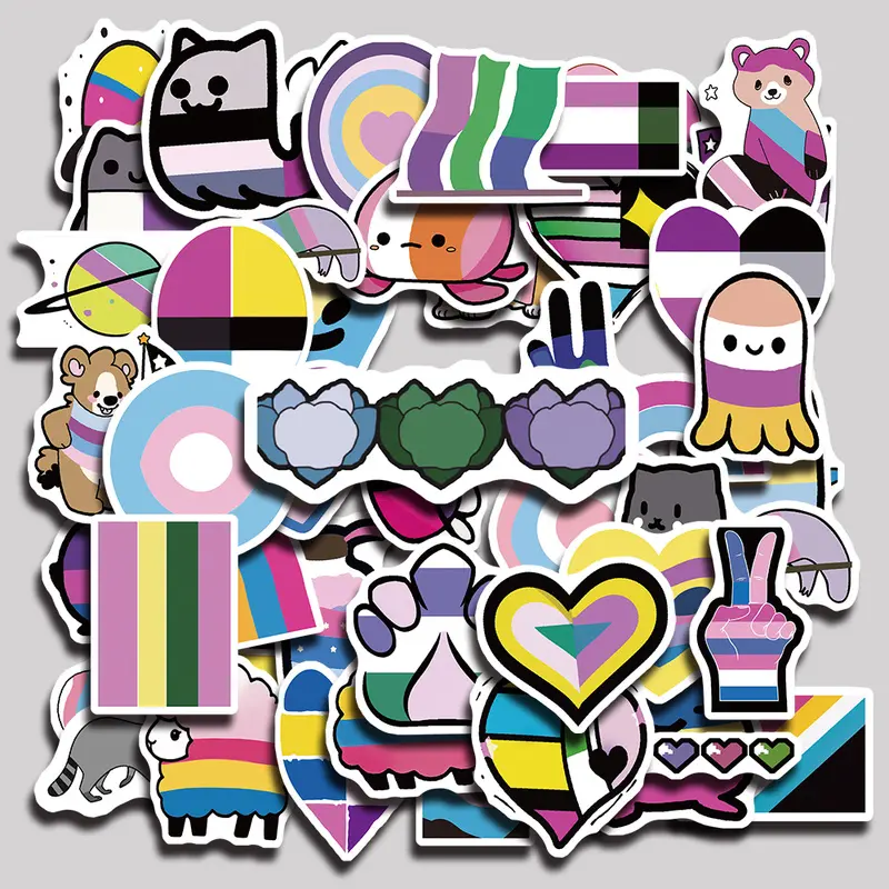 50PCS Rainbow Aesthetic Vinyl Stickers Pack for Laptop Water Bottle Phone Case Skateboard Journal Scrapbook DIY Decoration