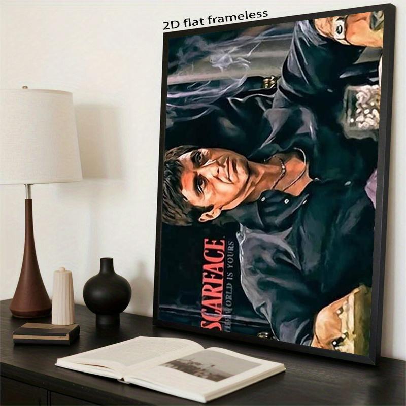 2D Flat, Scarface Movie Poster - Al Pacino "The World Is Yours" Iconic Quote Frameless - Tony Montana Quote Print Suitable for Home Office Decor, Minimalist Modern Film Art Gift for Movie Fans, / Canvas Print, 2D Flat