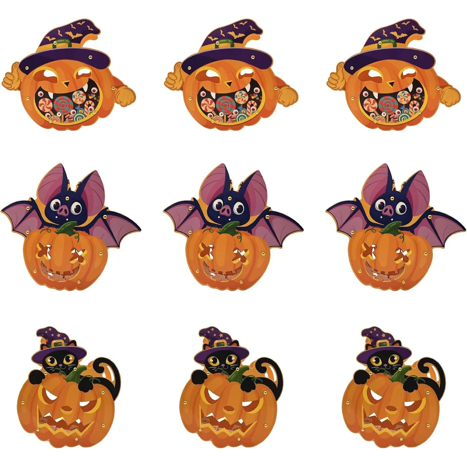 9 Pack Halloween Pumpkin Decorations –  Collapsible Paper Lanterns, Halloween Pumpkins Party Decorations, Decorative Outdoor Lanterns for  & Wedding