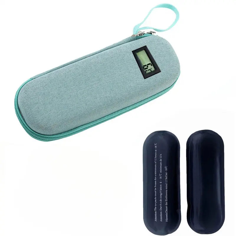 Insulin Cooler Travel Case Diabetic Pen Cooling Bag with Temperature Display, Refrigerated Insulin Travel Bag with 2 Ice Pack