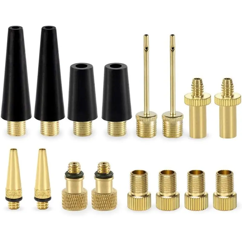 Outdoor sports Bicycle Presta Schrader Vae Adaptor, 16PCS YASI Brass Bike Pump Adapters, Ball Pump Needle, Balloon Inflatable Toys Nozzle Inflator Adapter, Air Pump Accessories for Standard Pump or Air Compressor1