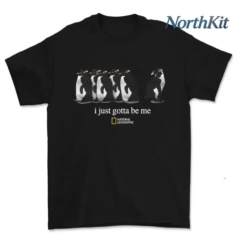 National Geographic  Short Sleeve T-Shirt I Just Gotta Be Me Graphic Penguin,Hoodie And Sweatshirt For Autumn And Winter,Crew Neck Loose Fit Casual Streetwear Tee For Him & Her,back to school,back to school shopping unisex athletic style
