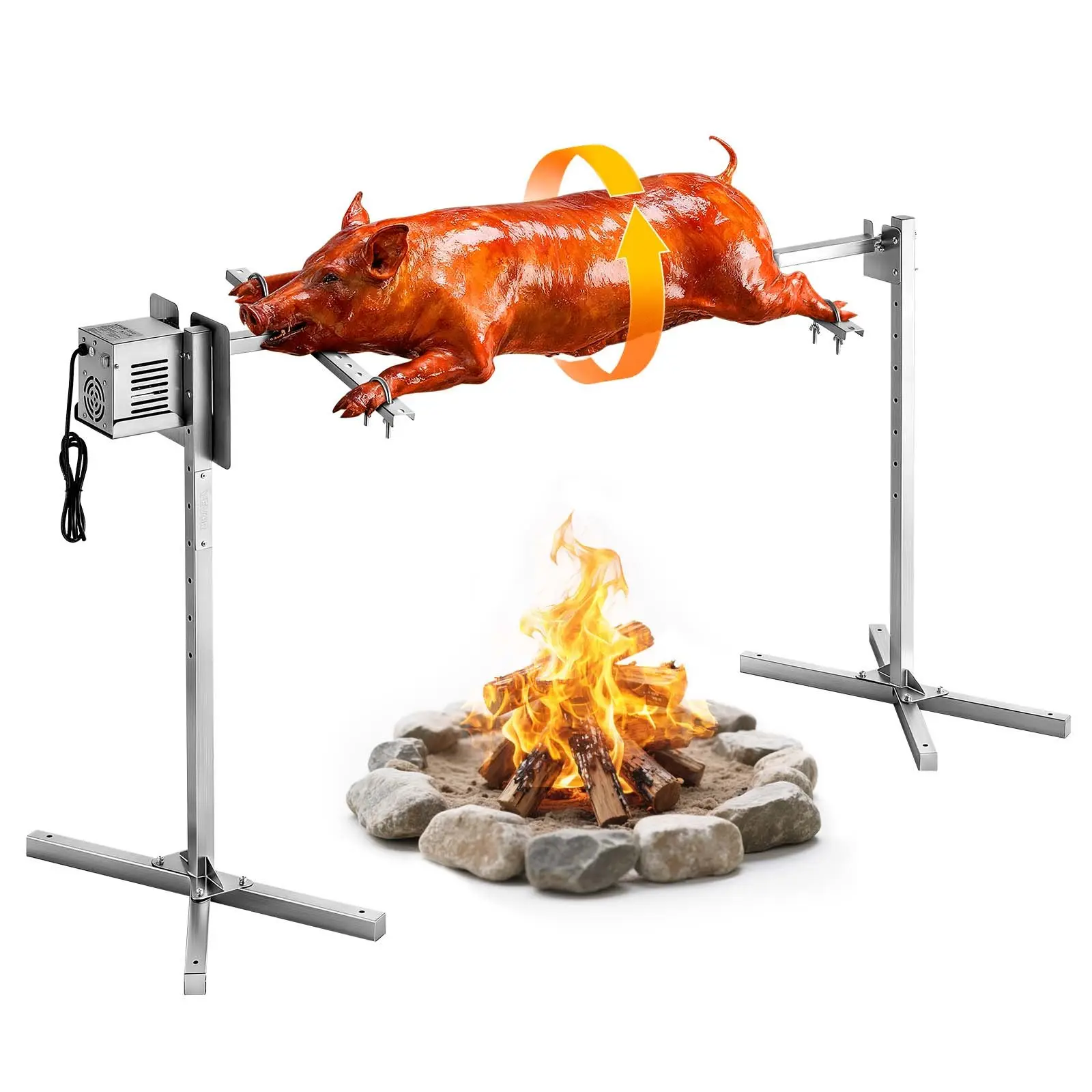 【DealsForYouDays】VEVOR Rotisserie Grill, AC120V 8 Level Height Electric Rotisserie Grill Kit, BBQ Grills Rotisseries Kit with 88 lbs Load Capacity, 38W Motor, Stainless Steel Automatic Grilling Kits for Parties