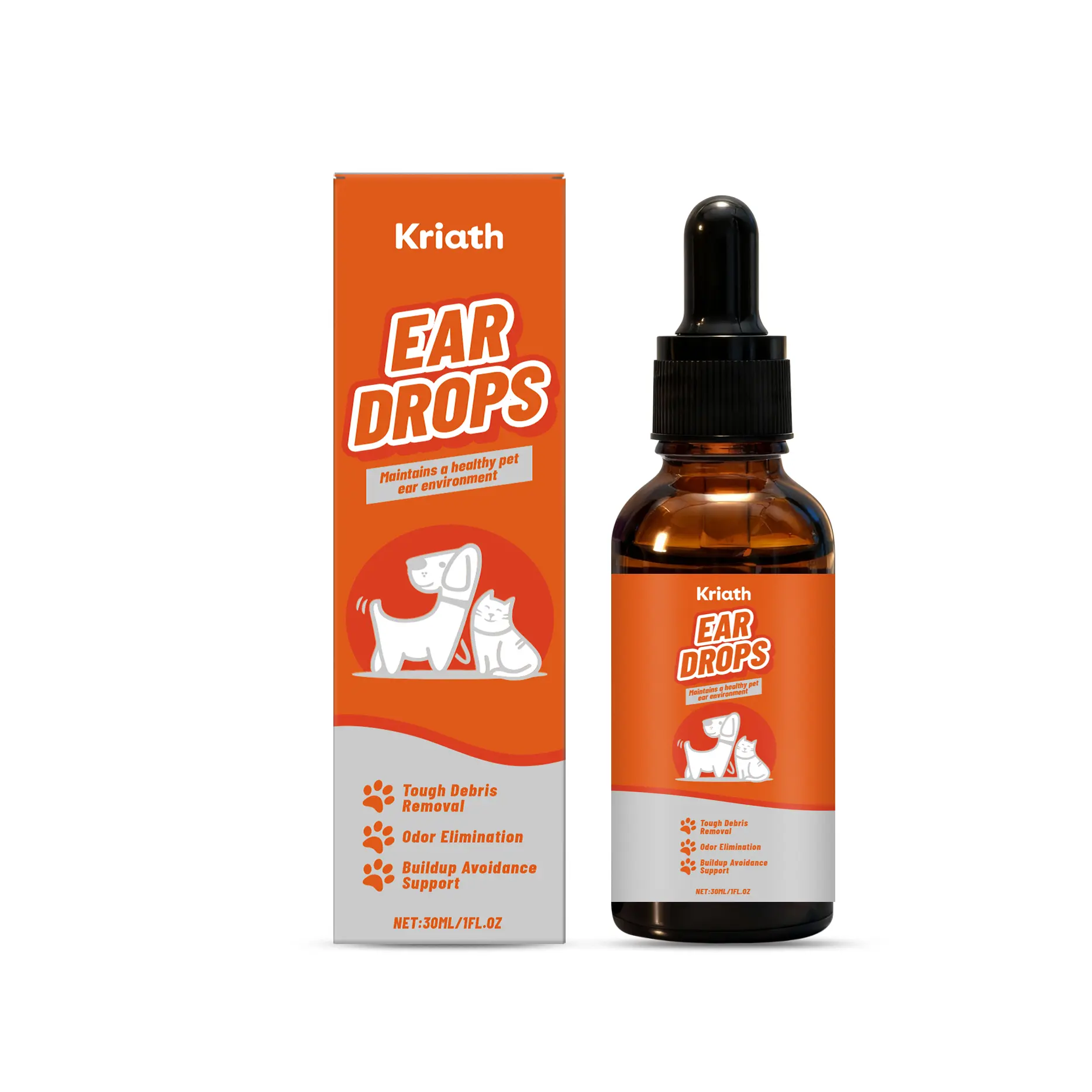 Kriath Pet Ear Care Solution, Mild Formula Daily Grooming Supply for Dog & Cat Canal Cleansing and Freshness Maintenance
