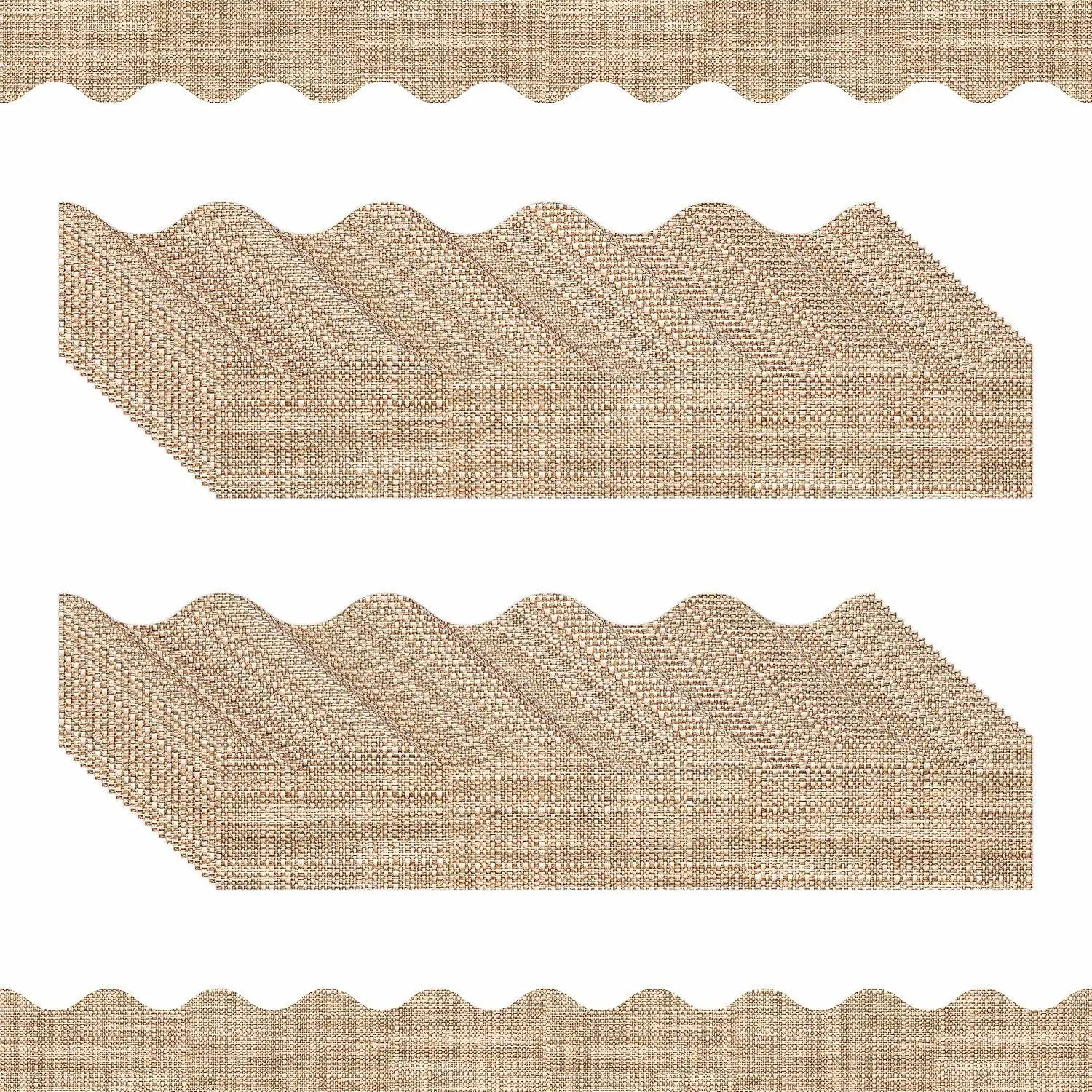 60  Bulletin Board Border, 49 Sheets Burlap Scalloped Border Trim Board Border with Wavy Line Design Decoration for School, Classroom & Offices