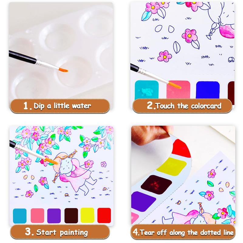 Watercolor Painting Book, Coloring Book, 1 Count Early Education Art Book, Arts And Crafts For Boys & Girls Gifts