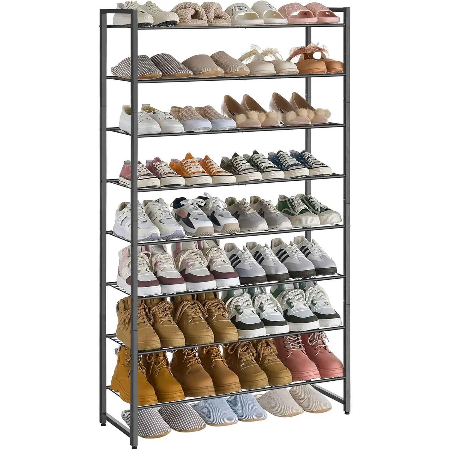 Shoe Rack for Closet, Metal Shoe Organizer, 8 Tier Garage Shoe Rack Max Holds 40 Pairs,Shoe Storage shelf,Entryway, Black
