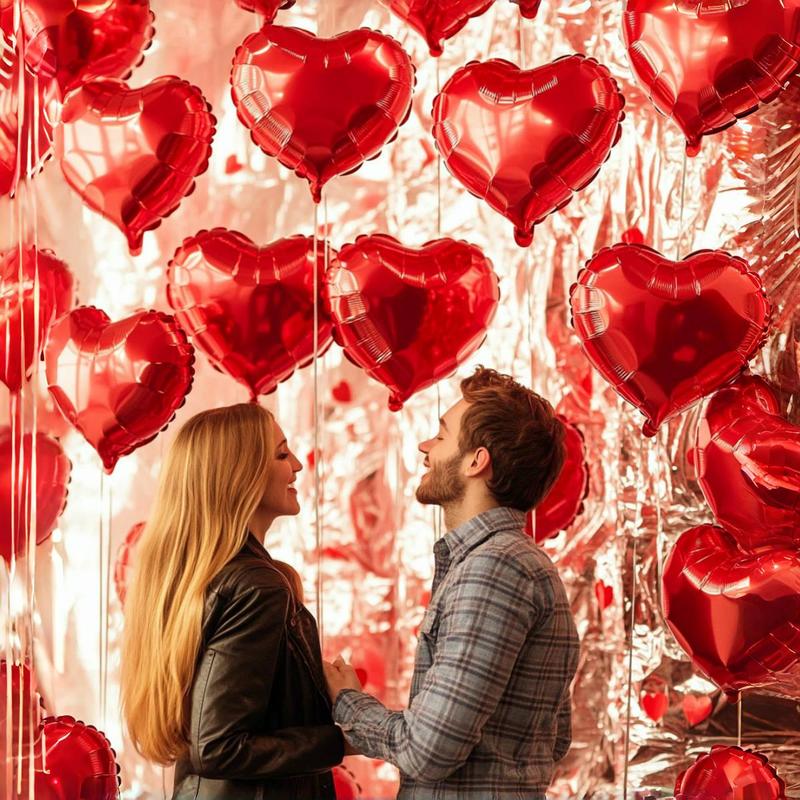 Heart Shaped Foil Balloon, 25/50pcs Romantic Balloon for Birthday Wedding Anniversary Proposal Engagement Decor, Party Decor Supplies