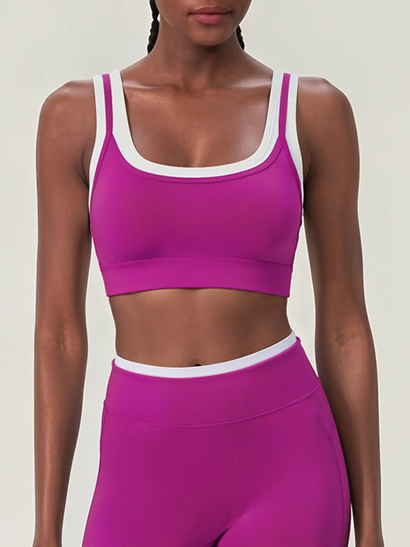 Nude Feel Two-Piece Sports Bra, Ribbed Colorblock Yoga Bra, Running Fitness Sportswear, Comfortable and Stylish Athletic Underwear