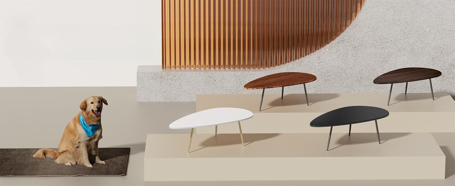 Modern Coffee Table White Oval Coffee Tables for Living Room Simple Center Table for Small Space Home Office Easy Assembly 22.2" D x 42.5" W x 17.1" H, White