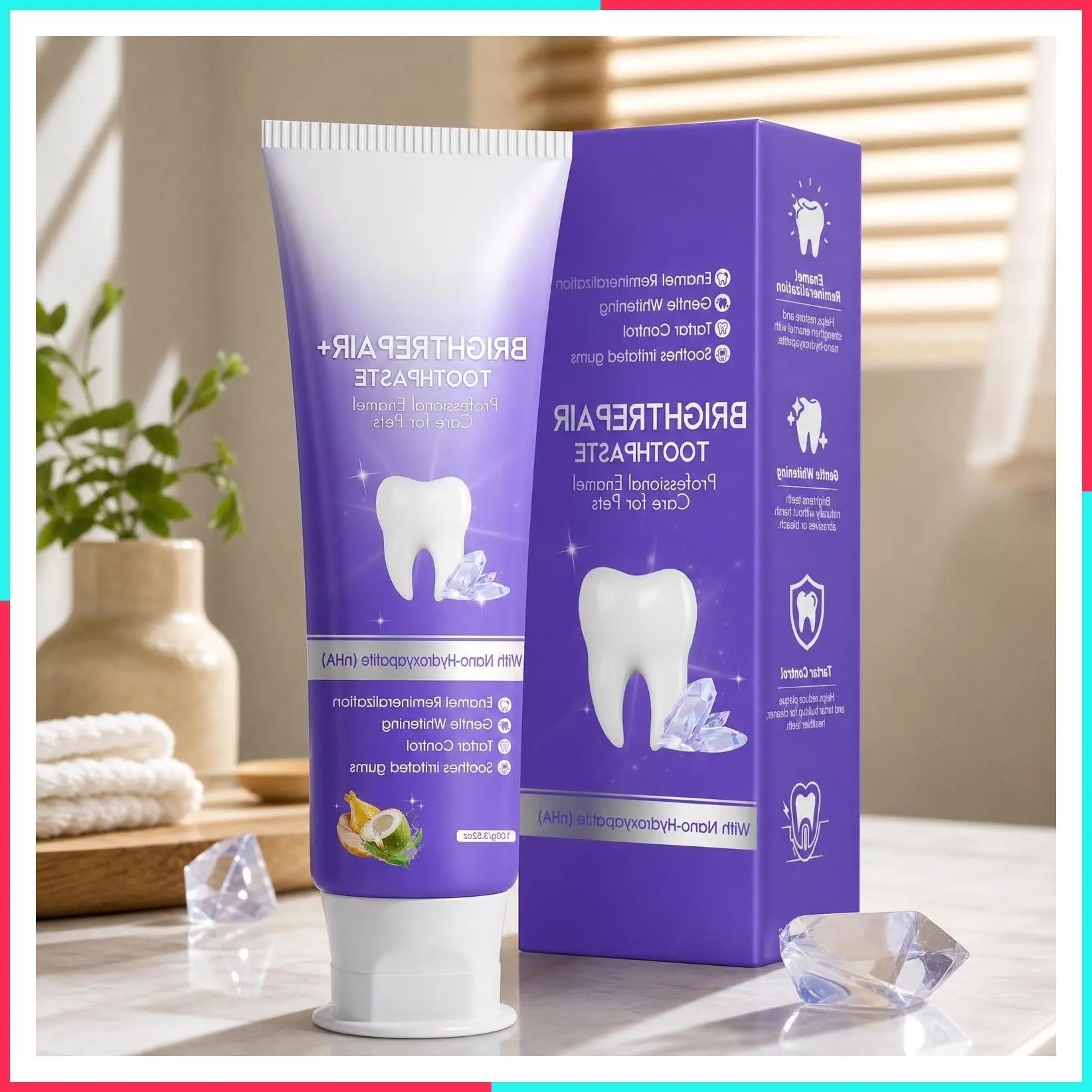Dual-Enzyme Pet Toothpaste for Dogs & Cats, Sensitive Teeth, 3.52ozGift