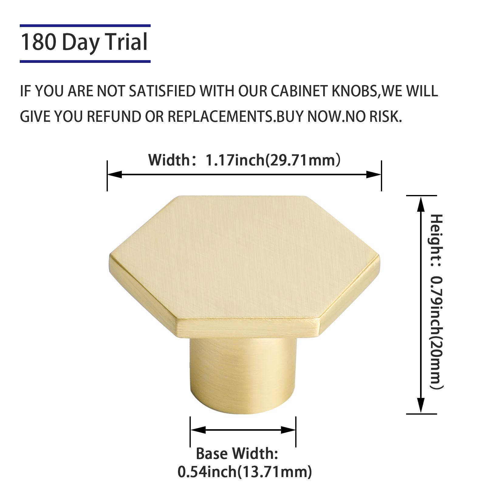 Goldenwam 25Pack Solid Brass Cabinet Knobs Hexagon Gold Dresser Drawer Pulls Handles Gold/Black/Brushed Nickel doorknobs