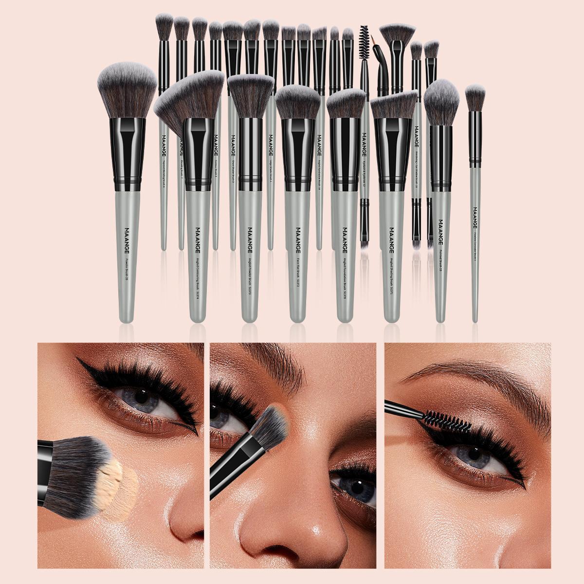 MAANGE Soft Bristle Makeup Brushes Sets, Multifunctional makeup brushes, Cosmetic Brushes, with Comfortable Grip, 25pcs/set Makeup Tools for Foundation, Powder, Concealers, Eyeshadow, Blush, Valentine's Day Gift