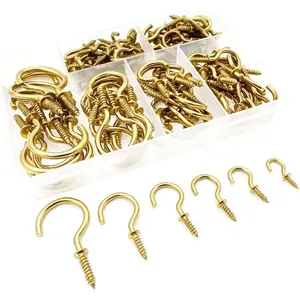 125 count 6 Sizes Screw in Hooks, Screw Cup Hooks for  ,Decorations,kitchenware and DIY Crafts,(1/2",5/8",3/4",7/8”,1”,1-1/4“)