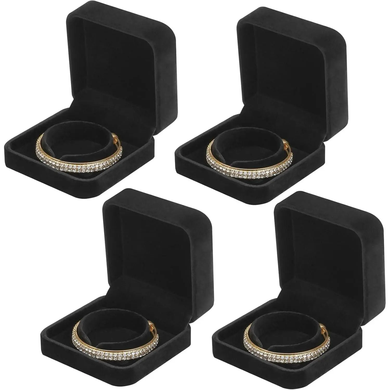 LETURE 4PCS Lightweight Classic Velvet Jewelry Box - Velvet Box for Bracelet, Bangle, Pendant, Necklace Storage, Wedding Gift Organizer for Engagement, Birthday (Bracelet Style 1)