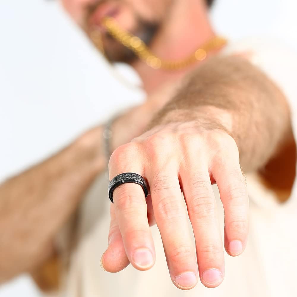 Titanium Tungsten Spinner Wedding Mens Rings Half Size, Nickel Free Fidget Anxiety Ring for Men Women, Basic Plain Brushed/Brick/Cross/Hammered Engagement Promise Ring for Him Comfort fit 4-16