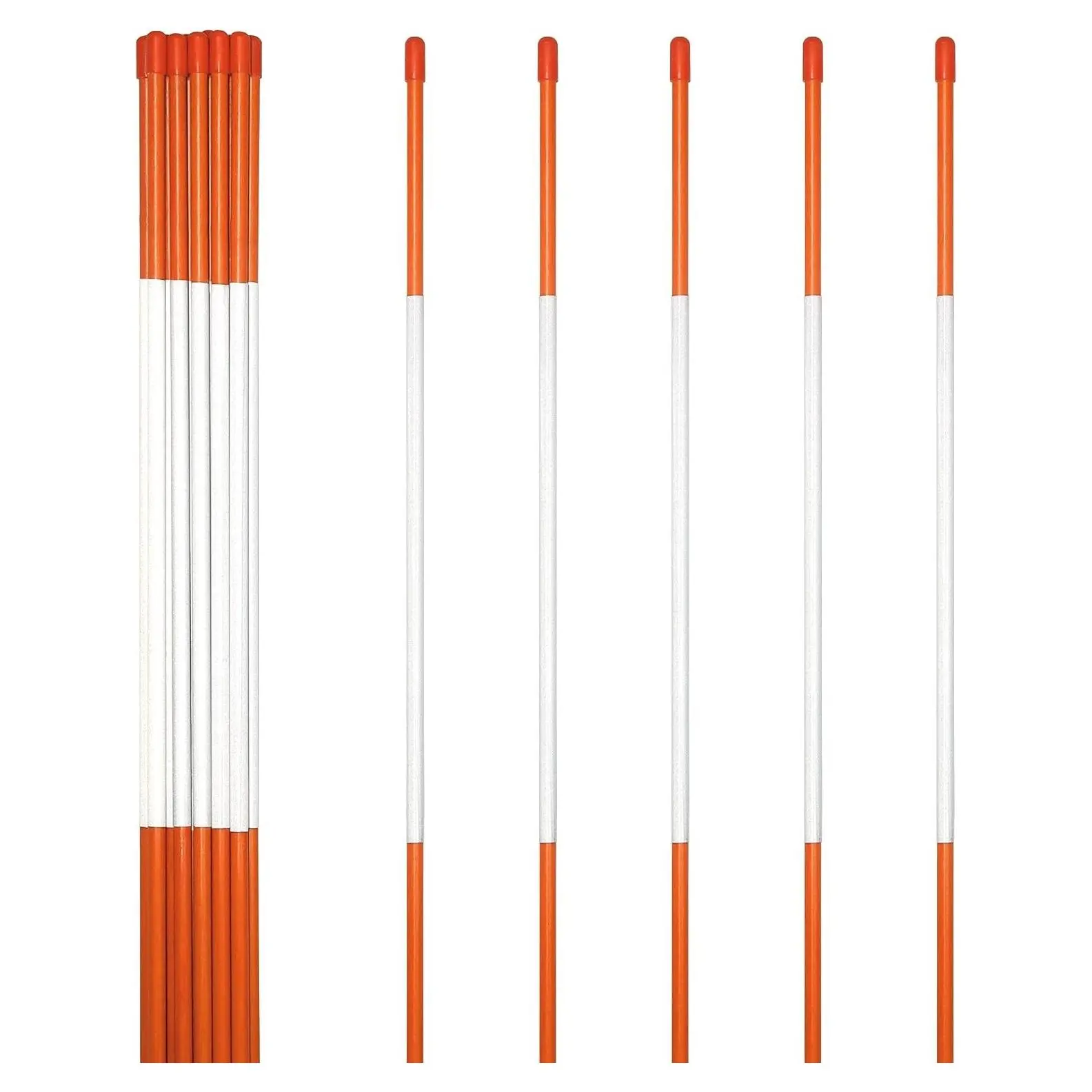 20 Pack 48" Reflective Driveway Markers, Snow Stakes with Fiberglass Pole & Hammer Cap - 4 Ft High Visibility Safety Markers with Reflective Strip for Snow Plowing and Landscape (1/4" Dia, Orange)Gift
