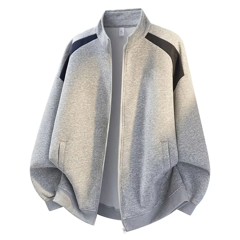 Men's Minimalist Cotton Blend Zip-Up Hoodie Cardigan - Loose-Fit Oversize Cut Casual All-Match Outdoor Wear Sports Sweat Jacket