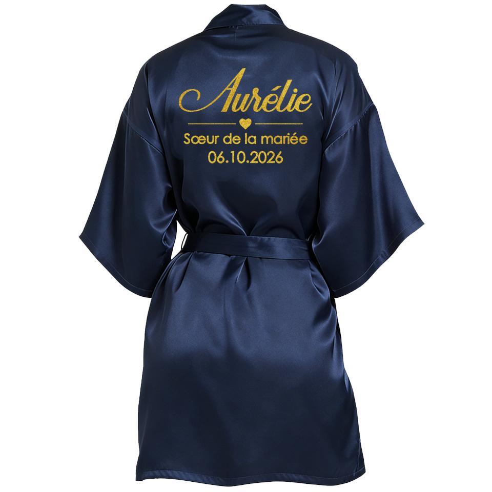 Personalized Name and Date Robe Bride Bridesmaid Bathrobe Birthday Party Gown Add Any Text Robes