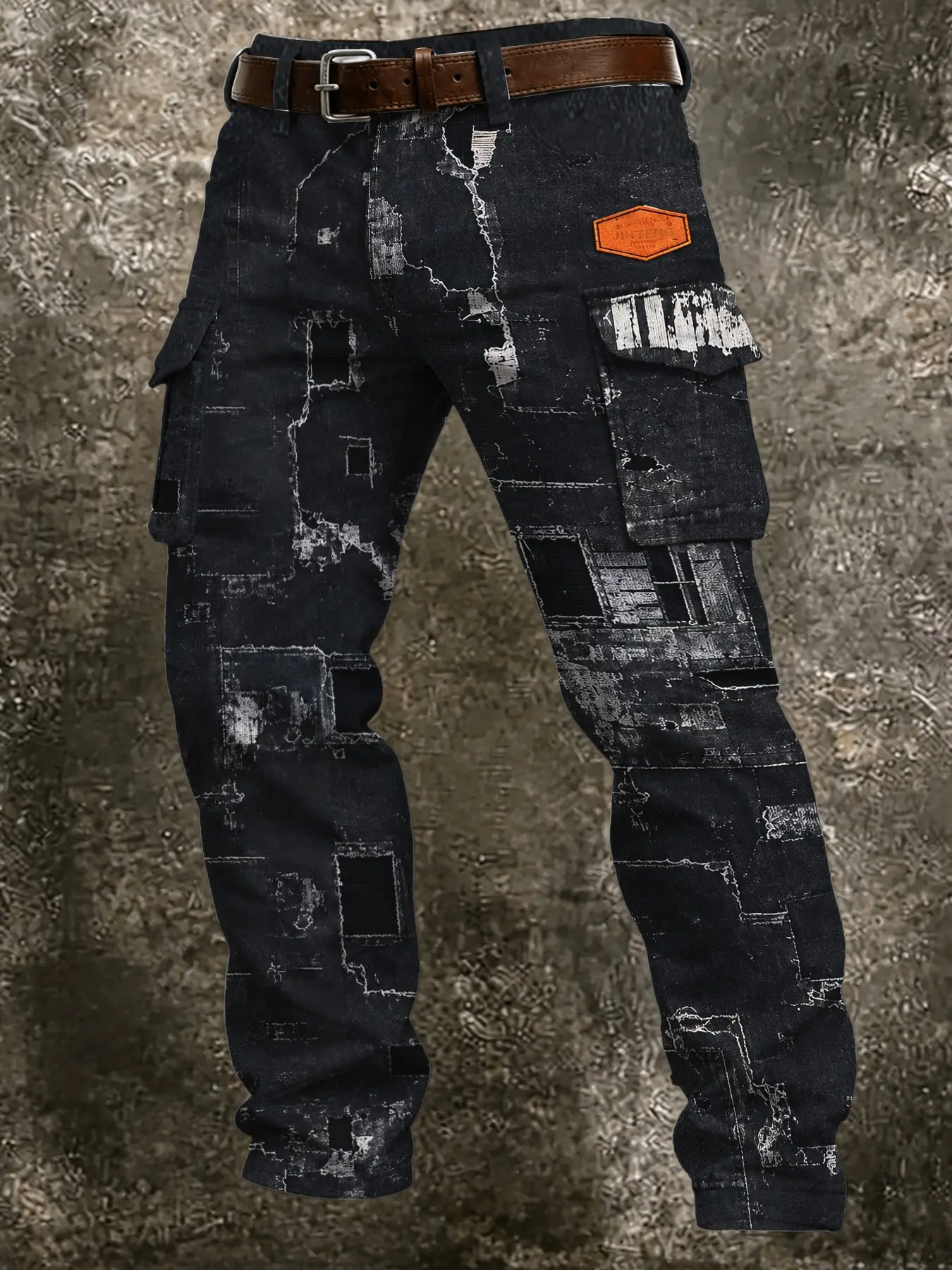 Men's Distressed Cargo Pants, Multi-Pocket Straight Leg Casual Long Pants, American Vintage Streetwear Fashion, Casual Pocket Trousers
