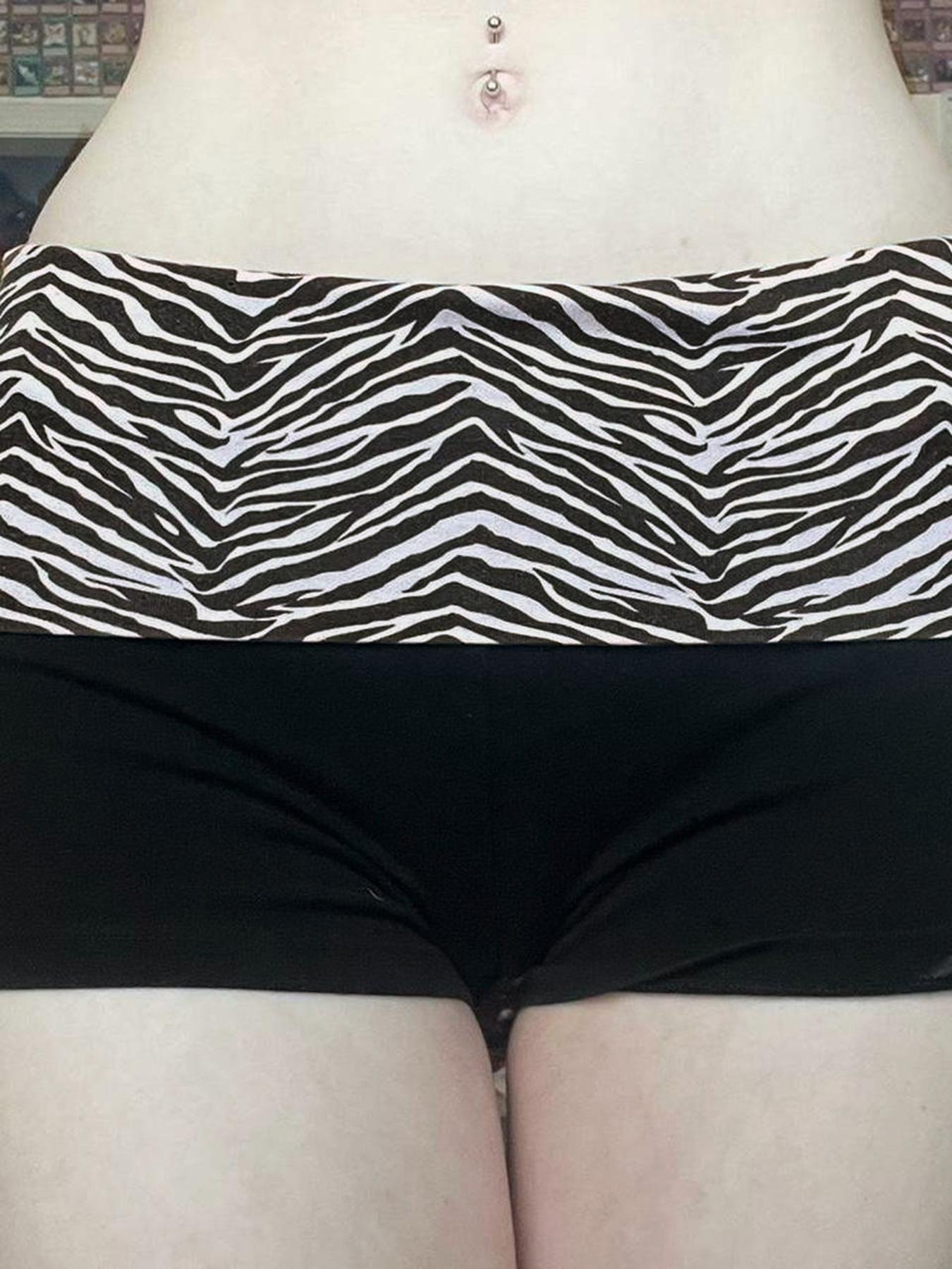 Women's Colorblock Zebra Stripe Print Knitted Shorts, Casual Comfy Skinny Shorts, Summer Outfits 2024, Ladies Bottoms