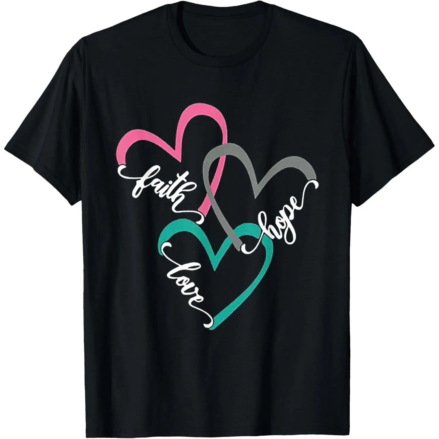 Faith Hope Love Heart T-Shirt Cotton Graphic Crew Neck Soft Top Short Sleeve Casual Unsex Shirt Breathable for Men Women