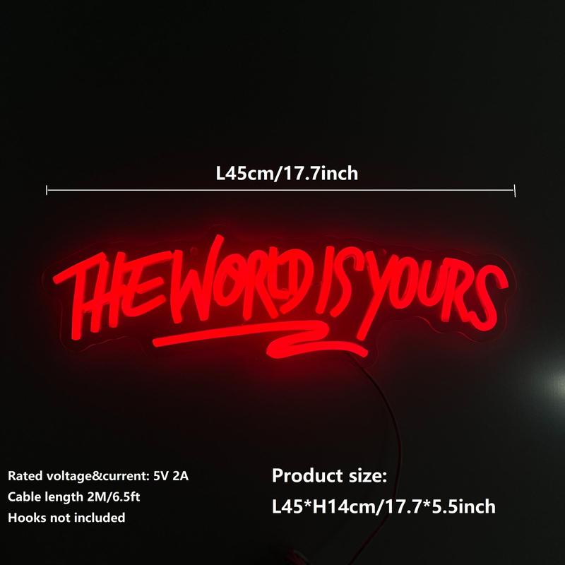 "The World Is Yours" Neon Sign, USB-Powered Light for Party and Room Decor, Unique Wall Art Lamp, Gift for Halloween, Christmas and Birthdays #TOP PICKS