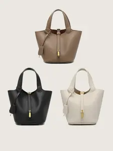 Mini Women's Solid Color Handbag, Fashionable PU Faux Leather Shoulder Bag for Daily Used, Casual Trendy Versatile High-quality Daily Commuting Bag,Christmas Gift,25 fall&winter