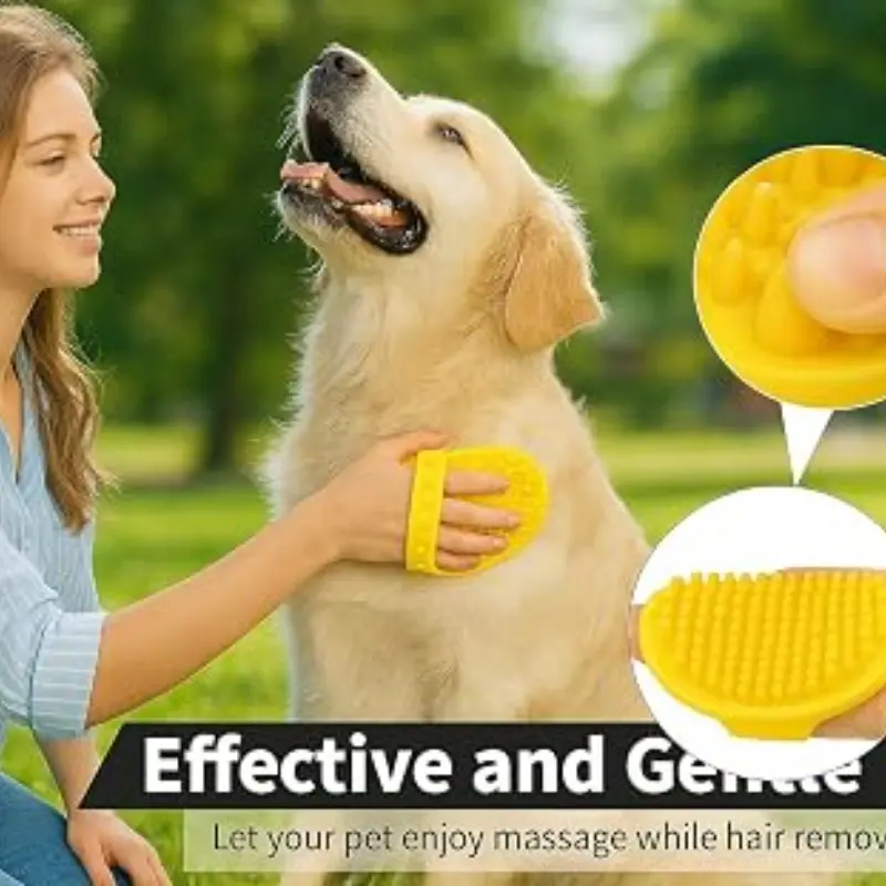 Silicone Pet Grooming Brush for Dogs & Cats, Soft Bath Brush, Gentle Deshedding & Massage Tool, Adjustable Hand Strap