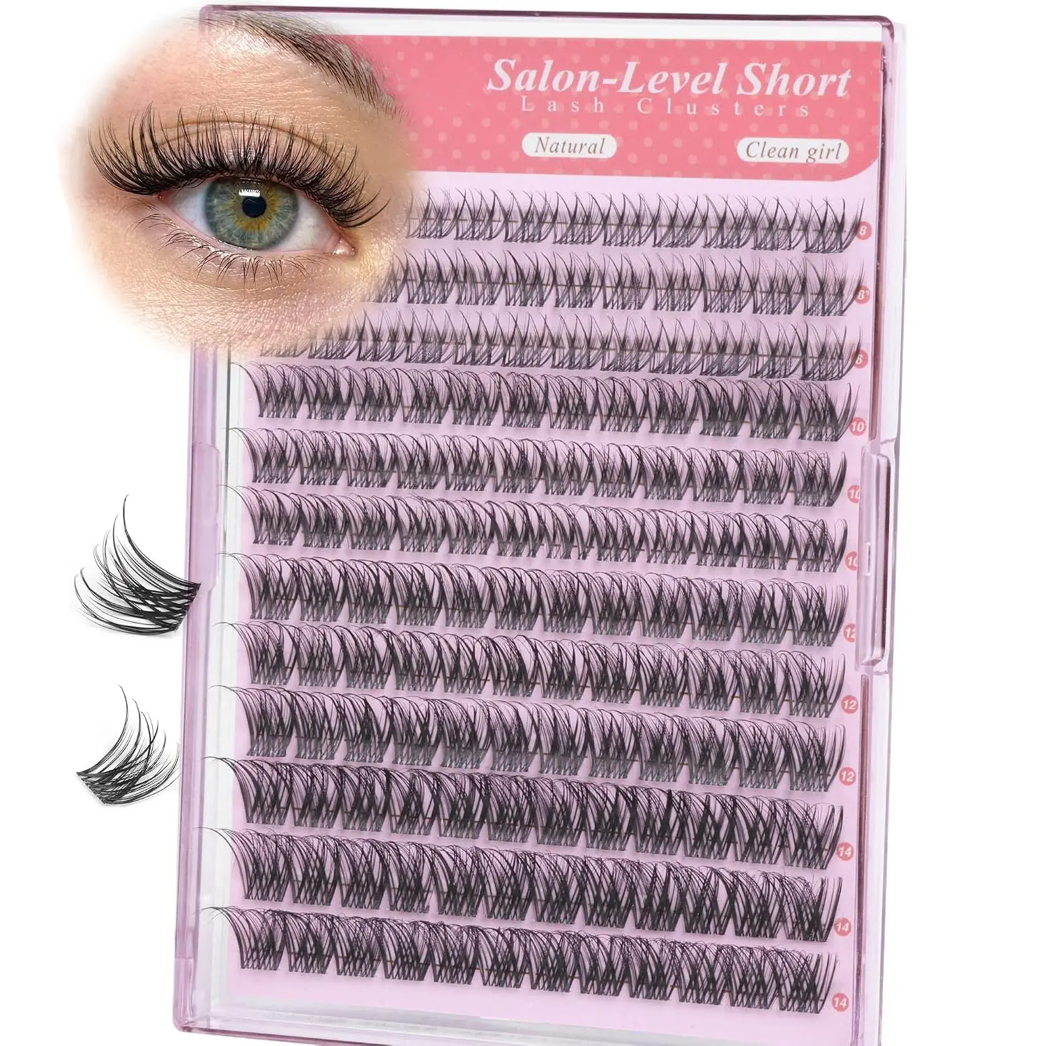 Fluffy Eyelash Clusters, Fine Eyelash Clusters 8-14mm, Natural CC Curl, Single Fiber Lashes, DIY Eyelash Extensions, Soft Band, Daily Wear