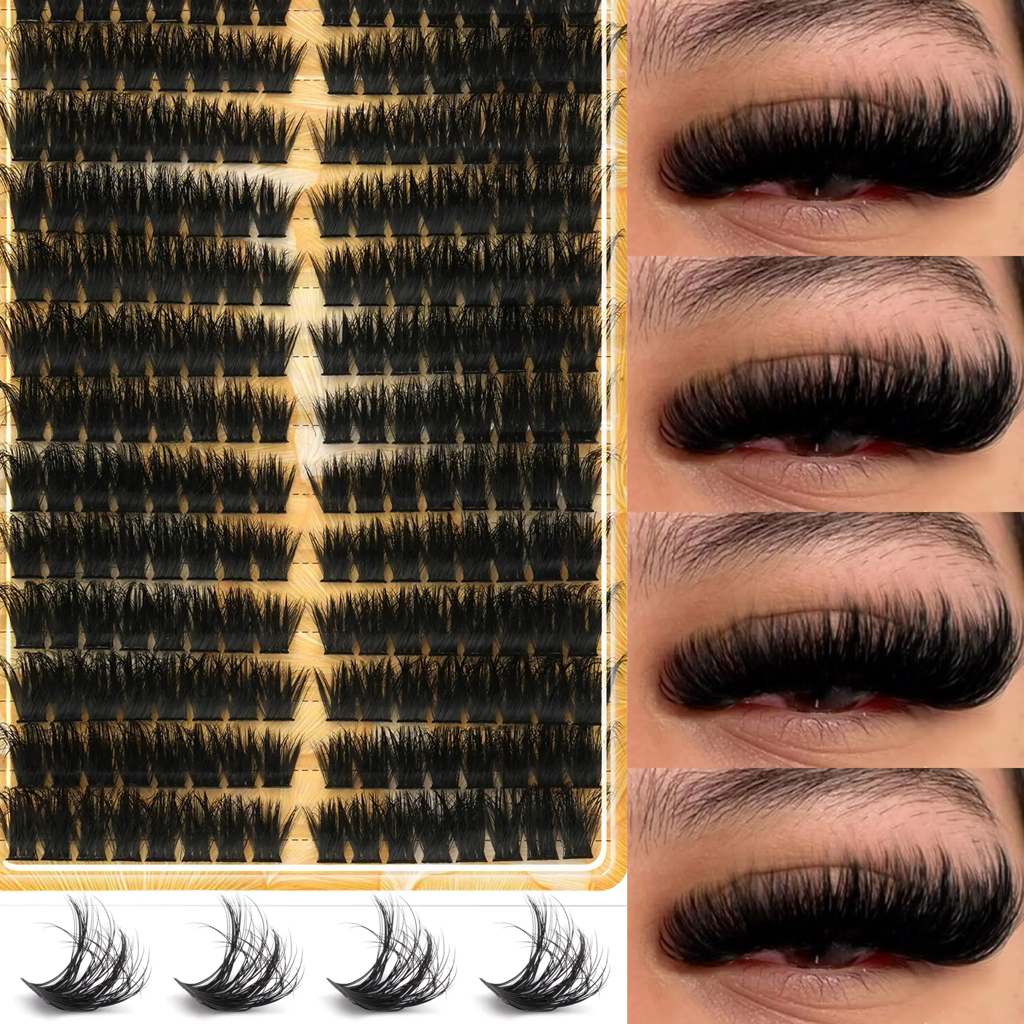 13 Rows 208 DIY Lash Clusters, Reusable Thick Lash Clusters for Beginners, Ideal for Daily Use, Parties & Travel, Volume Eyelash Clusters