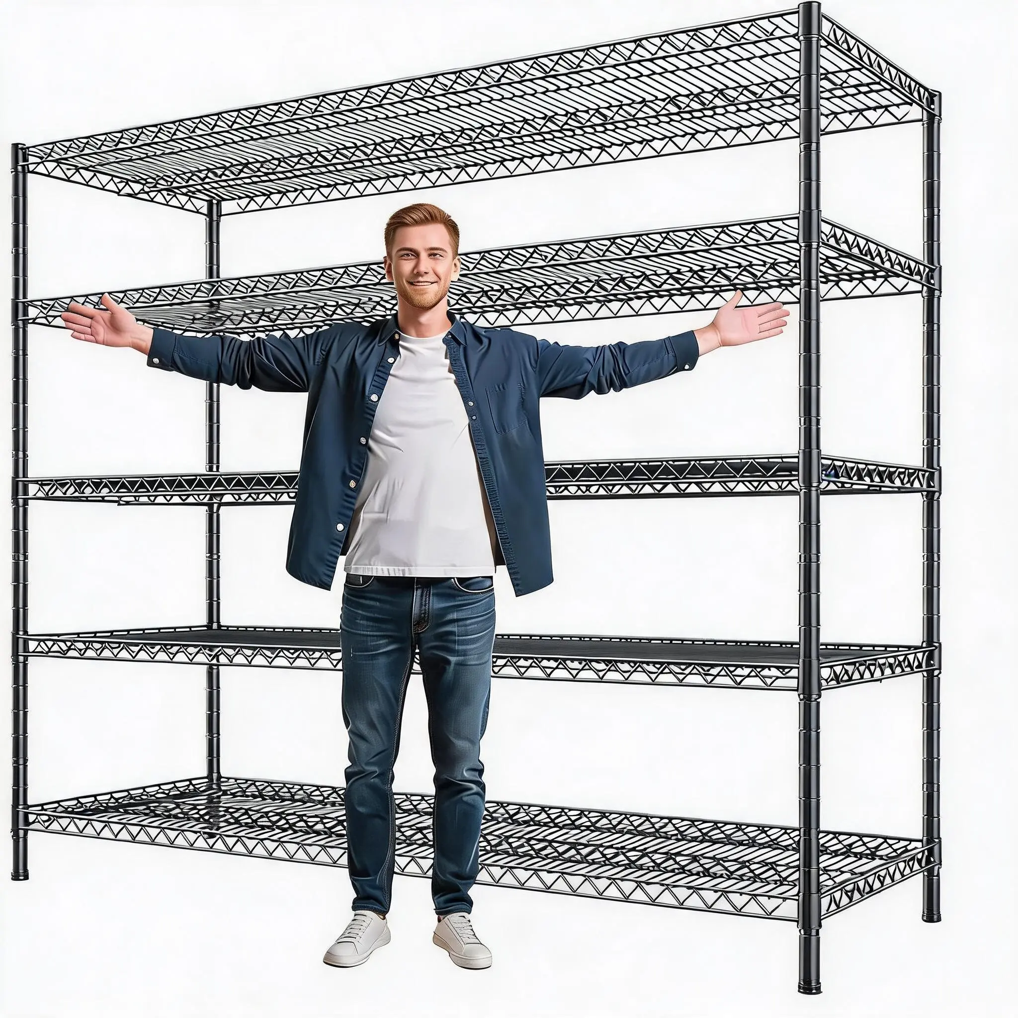 5-Tier Storage Shelves 59x71x17.7" Heavy Duty 3200 lbs Adjustable Wire Rack Garage Pantry Commercial