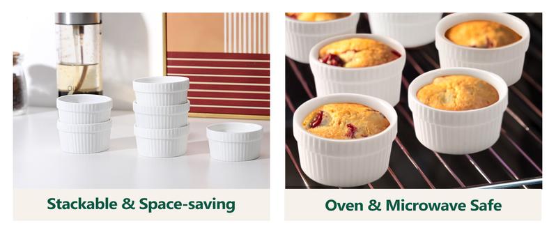 Mini Ramekins 1.5 oz, Vidalenta Dipping Sauce Cups, Tiny Ramekins Dip Bowl Porcelain Souffle Dish Set of 6, Small Ramekins Dessert Cups Small Bowls for Charcuterie Board, Microwave & Oven Safe, White