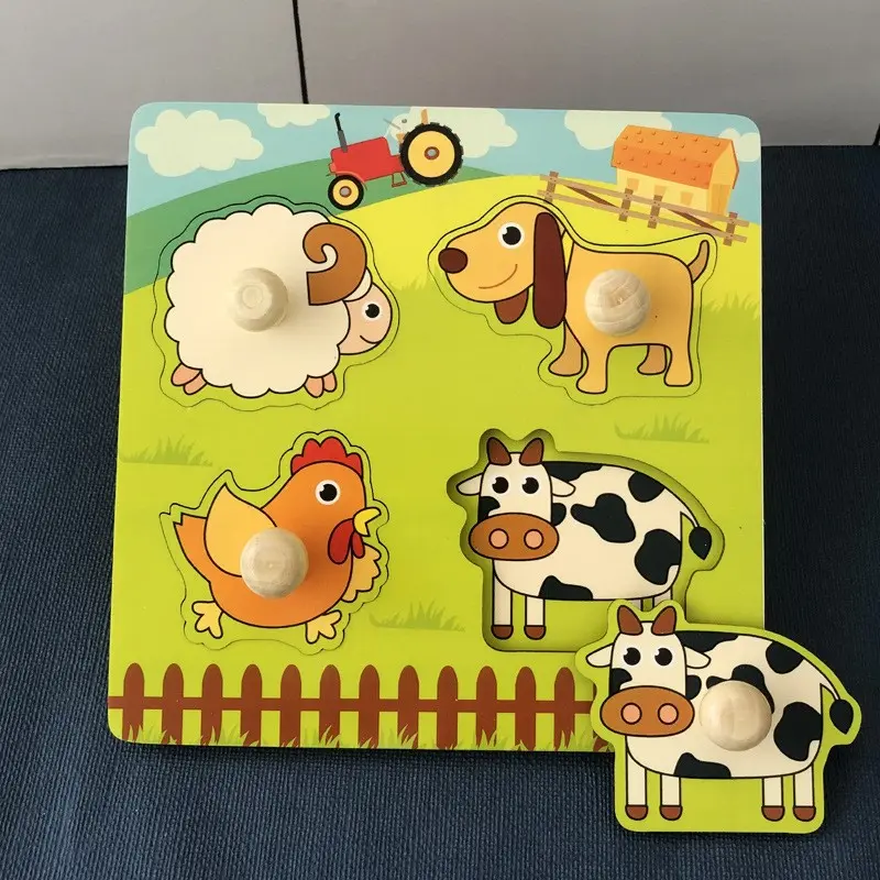 Wooden Hand-Held Puzzle for Kids Ages 2+, Early Education Toy, Palm-Sized Portable Puzzle, Toddler Puzzles, Ideal for Early Learning and Fun