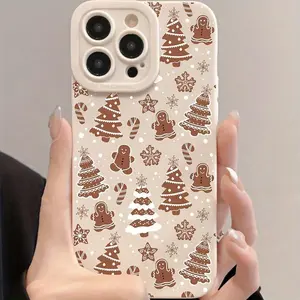 Phone Case: Christmas Gingerbread for Man Pattern Lens Protection Eye Apple Phone Case, Suitable for iPhone 17 Air Pro Max, for iPhone 16/15/14/13/12/11/XS/XR/X/7/8/12/13 Mini/Plus/Pro/Max/SE, Birthday/Valentine's Day/Easter/Girlfriend Gift