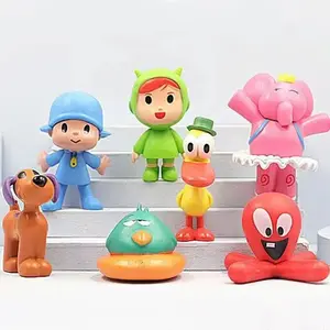 Mini Figure Cute Doll 7Pcs/Set Kawaii Pocoyo Animal Toy Bird Duck Elephant Doll Toy Model Scene Ornaments Anime Cartoon Cute Pvc