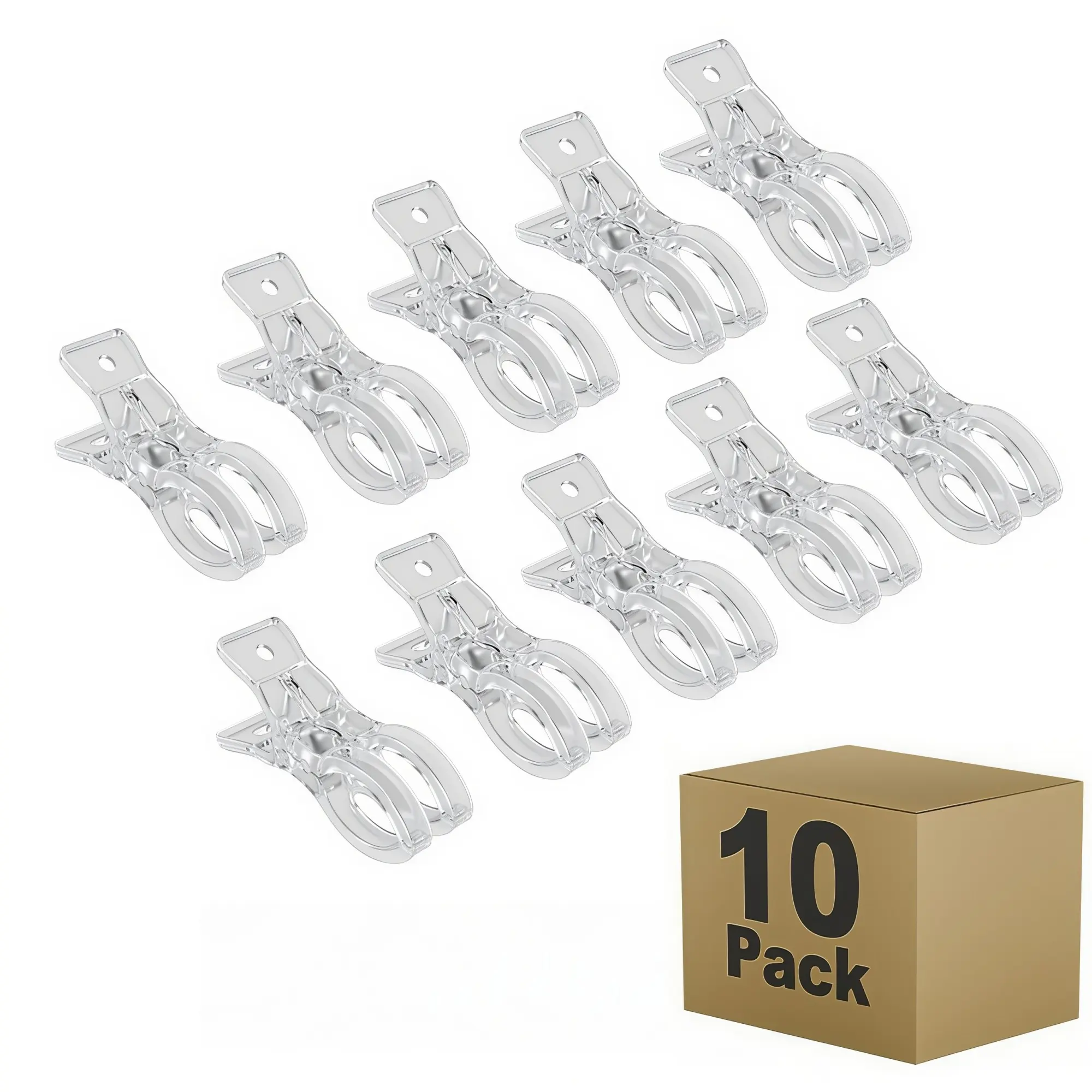 10-Pack Balloon Arch Clips, Large Transparent Spring Clips for Backdrop, 3.5-Inch Plastic Clips, Birthday Decor, Beach Towel, Crafts, Pool Photography