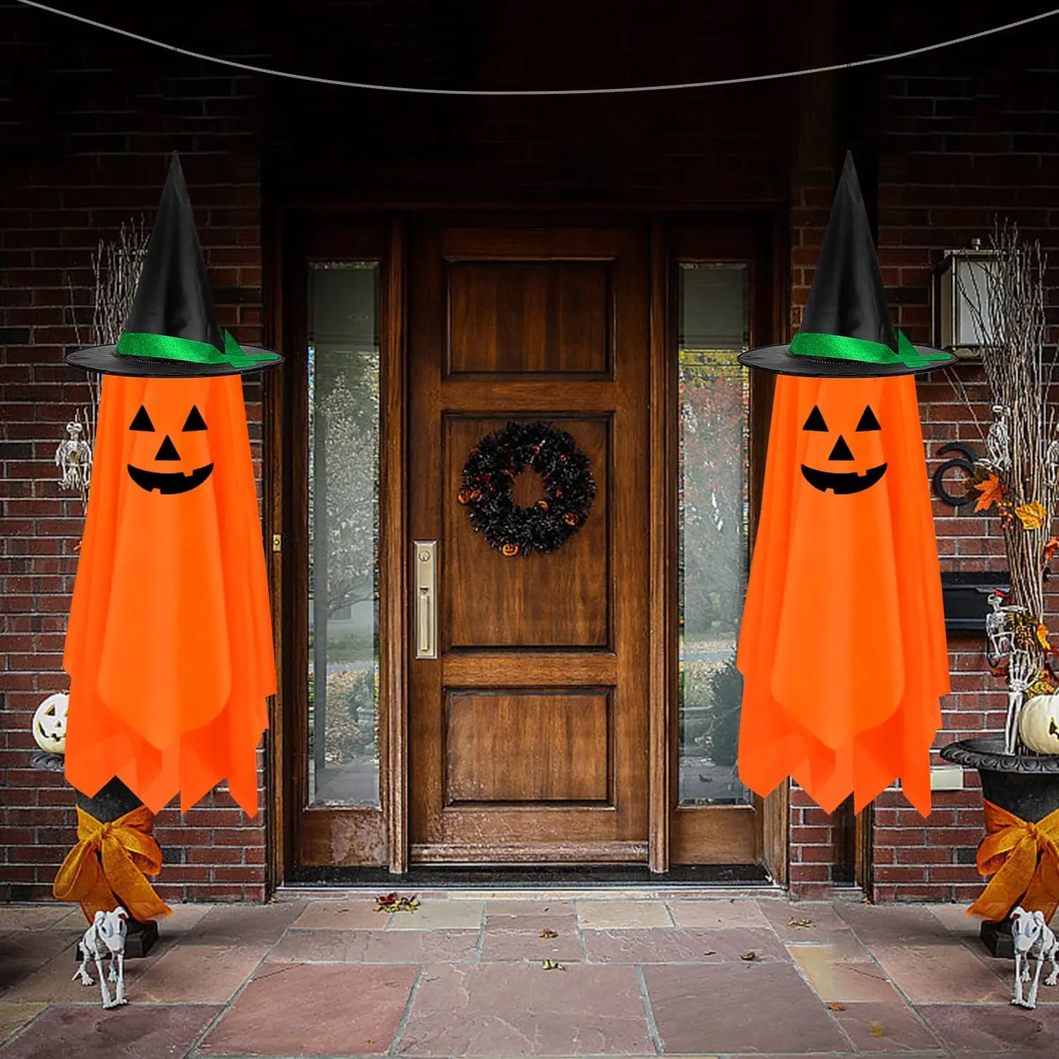 2 Pack Halloween  Decorations Outdoor - Halloween  Pumpkin Decorations Decor Pumpkin  Orange Cute Pumpkin Decorations Decor for  Outdoor Outside Garden.