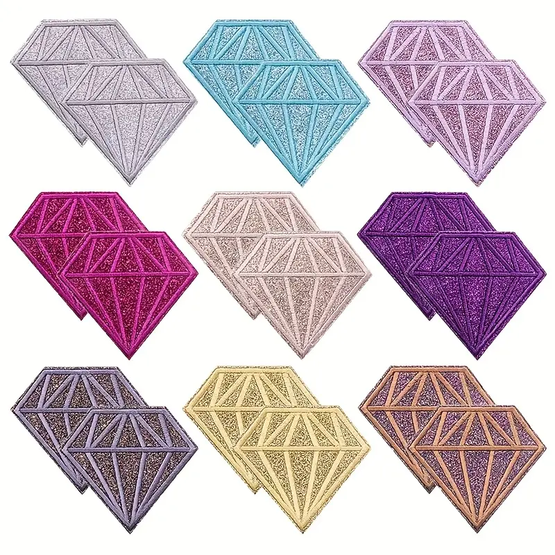 18pcs New Creative Color Diamond Set Embroidered Cloth Stickers Clothes Shoes Hats Bags Ironing or Sewing DIY Decorative Patch Stickers
