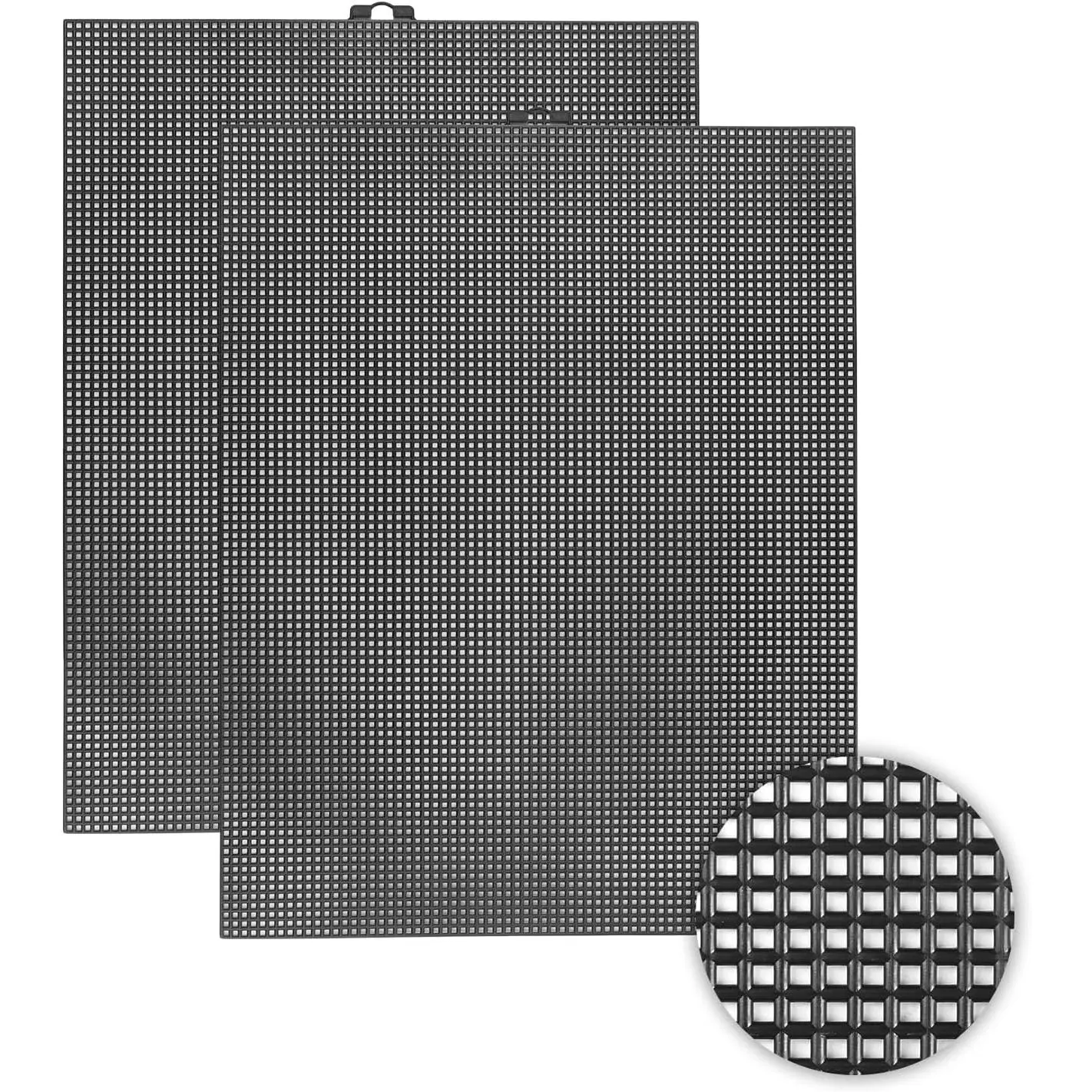 2 PCS 7 Count Plastic Mesh Canvas 10.5 X 13.5 Inch Embroidery Knit Crochet Eye Mesh for Embroidery Acrylic Yarn Crafting and Make Dividers Black