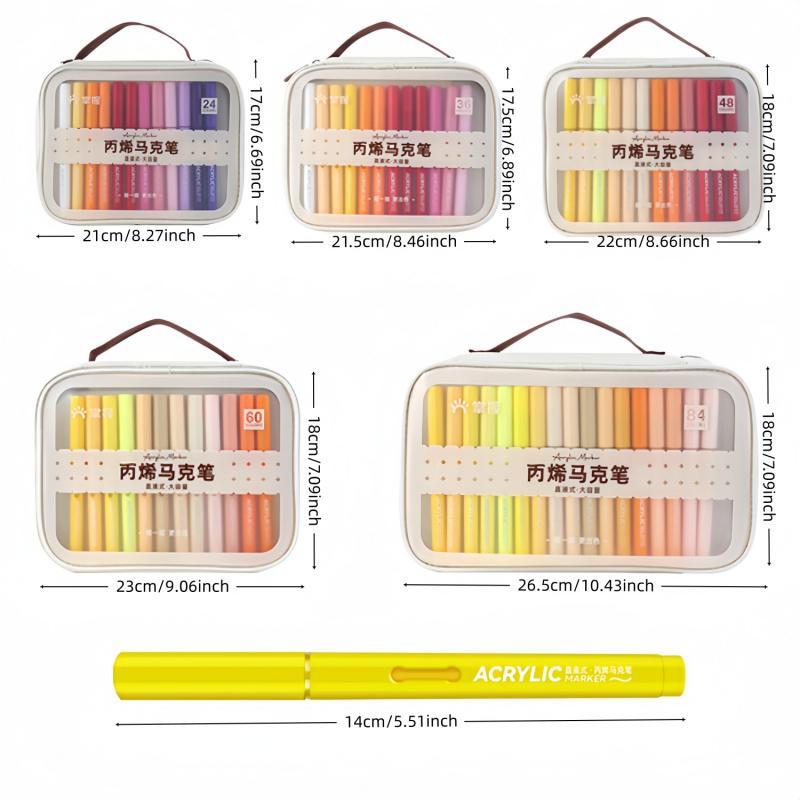 Acrylic Paint Marker Set, 24/36/48/60/84 Colors Non-toxic Acrylic Pens with Portable Storage Bag, Art Supplies for Home School Students, Art Drawing Supplies