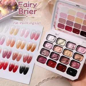 4-in-1 patting jelly nail polish gel cosmetic set with 16 cream tone colors. Perfect for gradient and floral nail art. Easy application, suitable for professional salon and home manicure making.